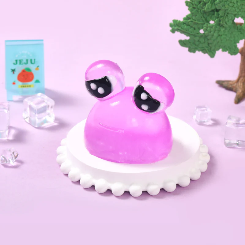 100g Crystal Purple Sad Frog Pou Taba Squishy - Image 4