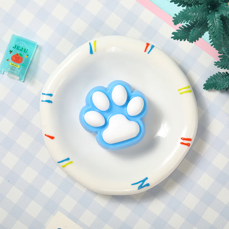 Deep Blue Based White Cat Paw Taba Squishy - Image 4