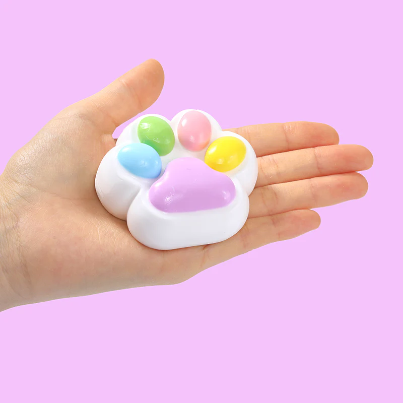 80g White Base Purple with Rainbow Cat Paw Taba Squishy - Image 3