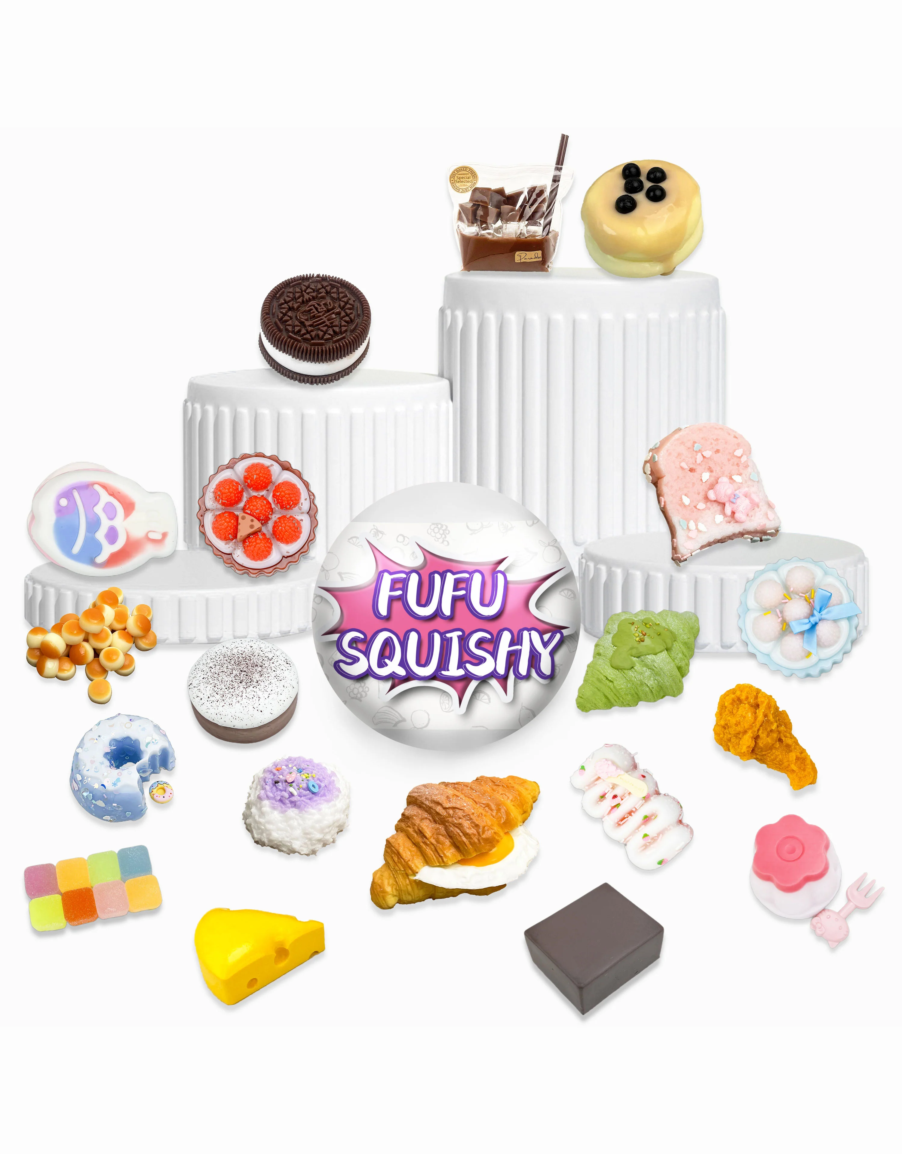 White Surprise Food Series Squishy Ball - Image 5