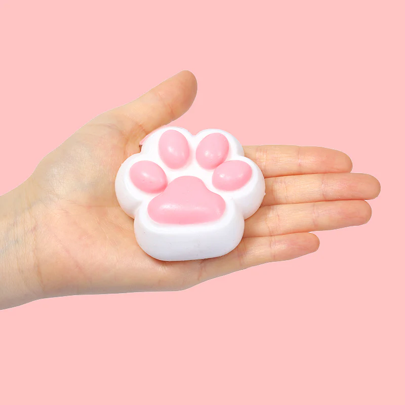 80g White-based Pink Cat Paw Taba Squishy - Image 3
